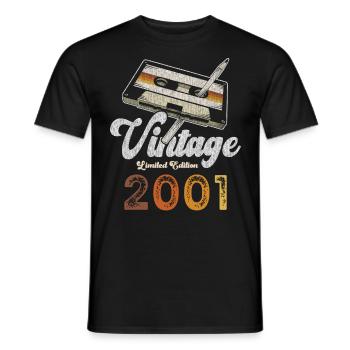 Vintage 2001 Geburtstag Kassette Bleistift - Männer T-Shirt - Schwarz - Vorne - AI Model Male 178 light (178cm)