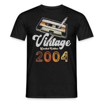 Vintage 2004 Geburtstag Kassette Bleistift - Männer T-Shirt - Schwarz - Vorne - AI Model Male 178 light (178cm)
