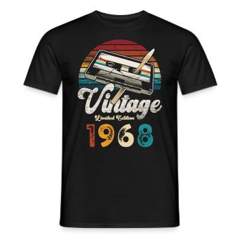 Vintage 1968 Geburtstag Kassette Bleistift - Männer T-Shirt - Schwarz - Vorne - AI Model Male 178 light (178cm)