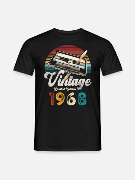 Vintage 1968 Anniversaire Cassette Crayon - T-shirt homme - noir