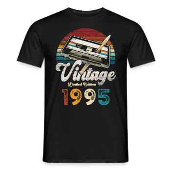 Vintage 1995 Geburtstag Kassette Bleistift - Männer T-Shirt - Schwarz - Vorne - AI Model Male 178 light (178cm)