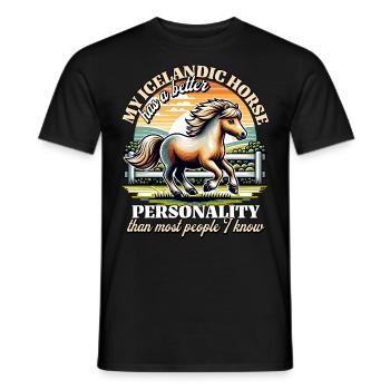 Dictons de chevaux islandais - T-shirt homme - noir - Devant - AI Model Male 178 light (178cm)