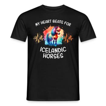 Icelandic Heartline Horse Icelandic Pony - Men's T-Shirt - black - Front - AI Model Male 178 light (178cm)