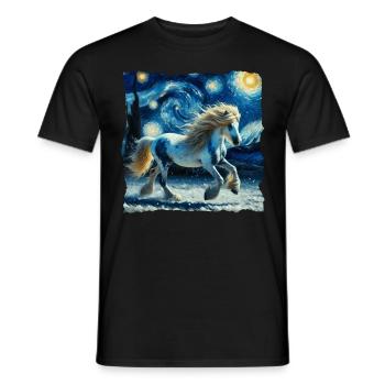 Nuit étoilée islandaise Cheval islandais - T-shirt homme - noir - Devant - AI Model Male 178 light (178cm)