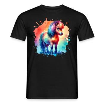 Icelandic Motif Pony Island Horse - Men's T-Shirt - black - Front - AI Model Male 178 light (178cm)