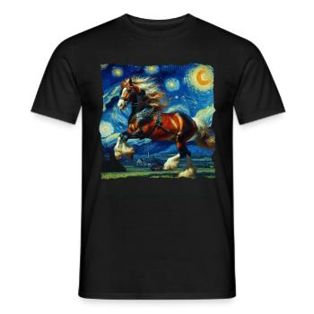 Cheval de la Comté, Nuit étoilée - T-shirt homme - noir - Devant - AI Model Male 178 light (178cm)
