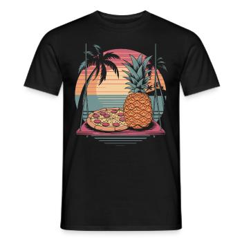 Lustiger Sarkasmus Meme Hawaiianische Pizza Ananas Sonnenuntergang - Männer T-Shirt - Schwarz - Vorne - AI Model Male 178 light (178cm)