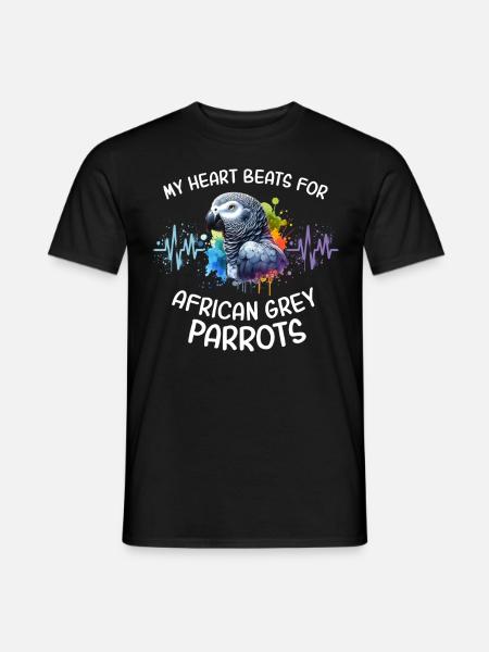 African grey parrot heartline - Men's T-Shirt - black