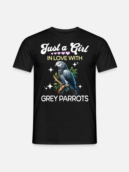 Graupapagei Mädchen Grey Parrot - Männer T-Shirt - Schwarz