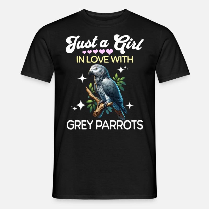 Graupapagei Mädchen Grey Parrot - Männer T-Shirt - Schwarz