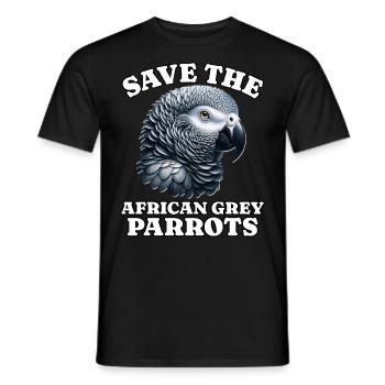 African grey parrot Save Grey Parrot - Men's T-Shirt - black - Front - AI Model Male 178 light (178cm)