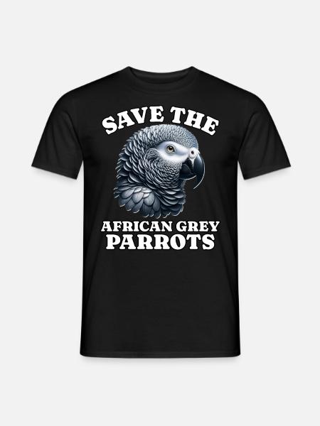 Graupapagei Save Grey Parrot - Männer T-Shirt - Schwarz