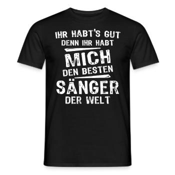 Sänger - Männer T-Shirt - Schwarz - Vorne - AI Model Male 178 light (178cm)