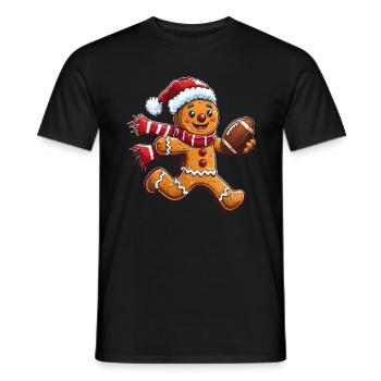 Weihnachts-Lebkuchenmann Football Design - Männer T-Shirt - Schwarz - Vorne - AI Model Male 178 light (178cm)