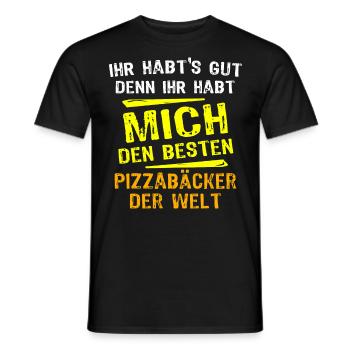 Pizza Baker Gift - Men's T-Shirt - black - Front - AI Model Male 178 light (178cm)