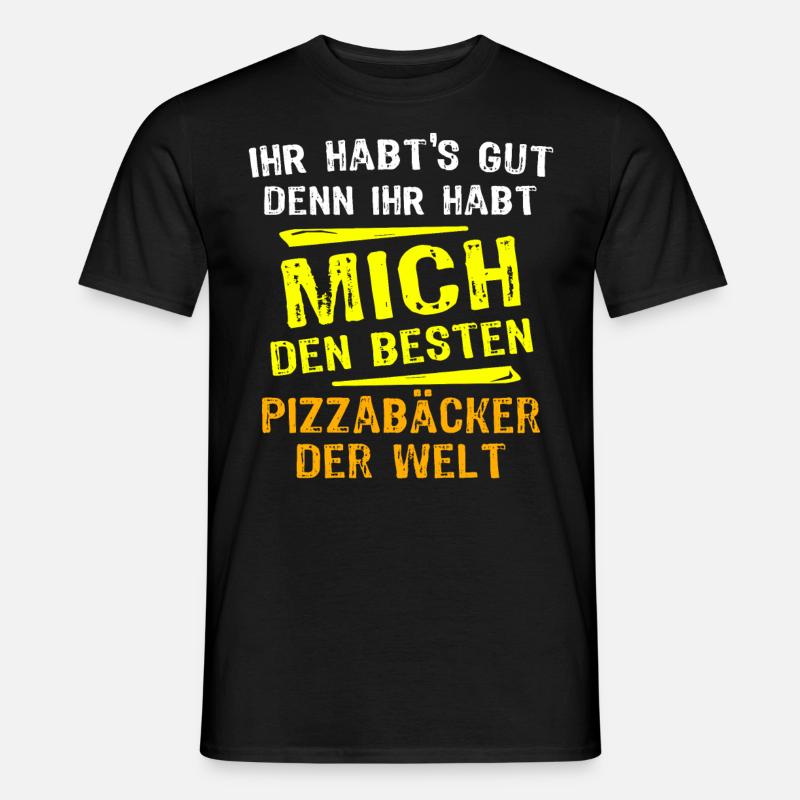 Pizzabäcker Geschenk - Männer T-Shirt - Schwarz