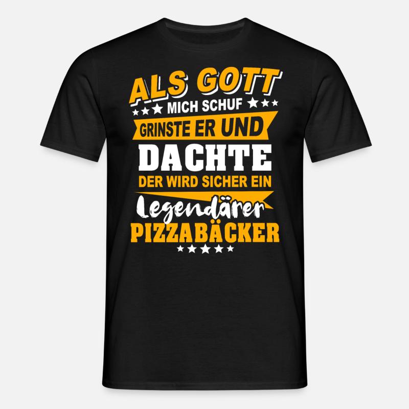 Pizzabäcker Sprüche - Männer T-Shirt - Schwarz