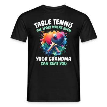 Drôle de dicton de tennis de table - T-shirt homme - noir - Devant - AI Model Male 178 light (178cm)