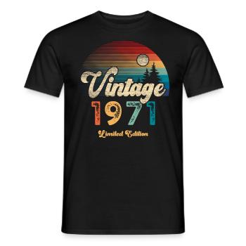 Millésime 1971 Anniversaire Rétro - T-shirt homme - noir - Devant - AI Model Male 178 light (178cm)