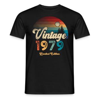 Millésime 1979 Anniversaire Rétro - T-shirt homme - noir - Devant - AI Model Male 178 light (178cm)