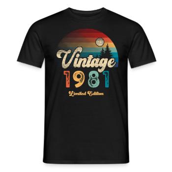 Millésime 1981 Anniversaire Rétro - T-shirt homme - noir - Devant - AI Model Male 178 light (178cm)