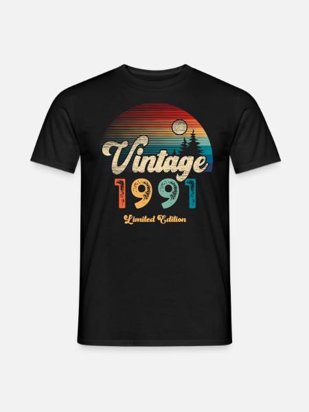 Vintage 1991 Geburtstag Retro - Männer T-Shirt - Schwarz