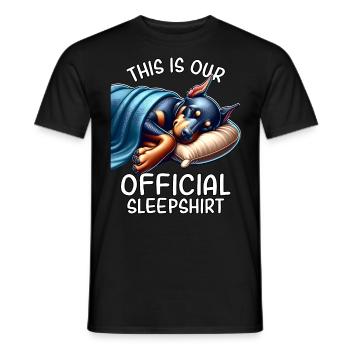 Chemise de nuit doberman drôle - T-shirt homme - noir - Devant - AI Model Male 178 light (178cm)