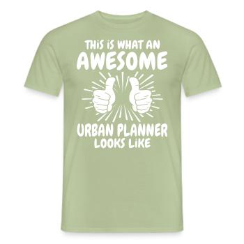Urban planner - Men's T-Shirt - sage - Front - AI Model Male 178 light (178cm)