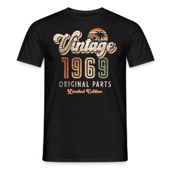 Millésime 1969 Anniversaire Rétro - T-shirt homme - noir - Devant - AI Model Male 178 light (178cm)