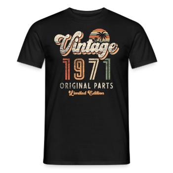 Millésime 1971 Anniversaire Rétro - T-shirt homme - noir - Devant - AI Model Male 178 light (178cm)