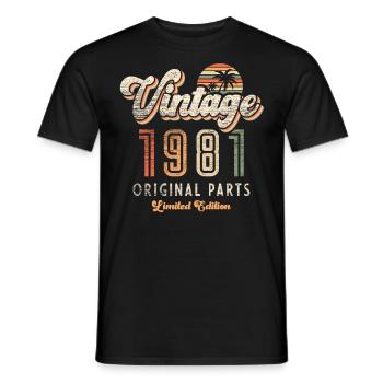 Millésime 1981 Anniversaire Rétro - T-shirt homme - noir - Devant - AI Model Male 178 light (178cm)