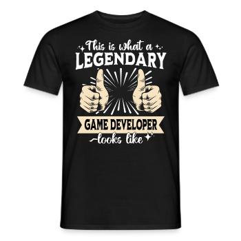 Legendary Game Developer - Men's T-Shirt - black - Front - AI Model Male 178 light (178cm)