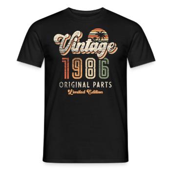 Millésime 1986 Anniversaire Rétro - T-shirt homme - noir - Devant - AI Model Male 178 light (178cm)