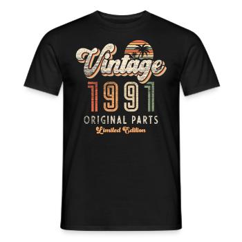 Millésime 1991 Anniversaire Rétro - T-shirt homme - noir - Devant - AI Model Male 178 light (178cm)