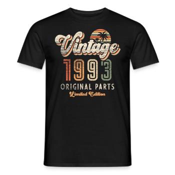 Millésime 1993 Anniversaire Rétro - T-shirt homme - noir - Devant - AI Model Male 178 light (178cm)