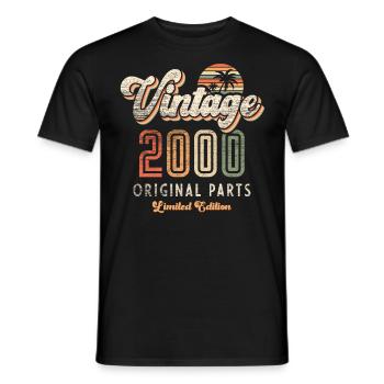 Vintage 2000 Anniversaire Rétro - T-shirt homme - noir - Devant - AI Model Male 178 light (178cm)