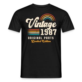 Vintage 1987 Birthday Retro - Men's T-Shirt - black - Front - AI Model Male 178 light (178cm)