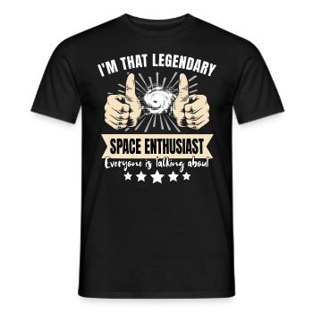 wLegendary Space Enthusiast - Men's T-Shirt - black - Front - AI Model Male 178 light (178cm)