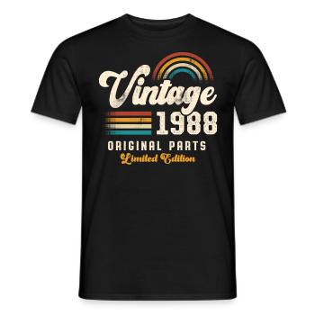 Millésime 1988 Anniversaire Rétro - T-shirt homme - noir - Devant - AI Model Male 178 light (178cm)