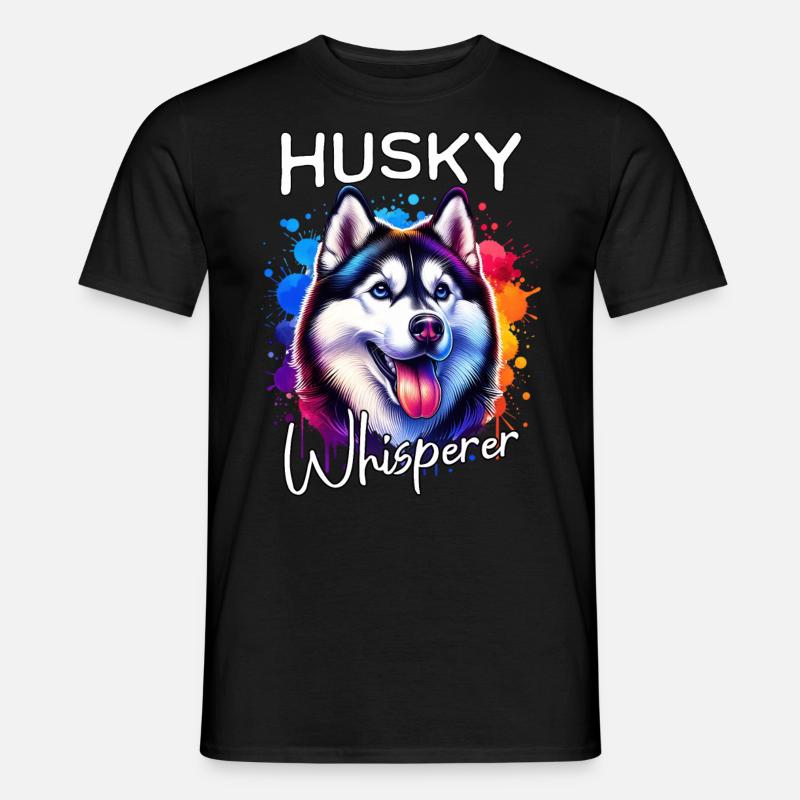 Schlittenhund Flüsterer Husky - Männer T-Shirt - Schwarz