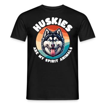Sled Dog Sayings Husky - Men's T-Shirt - black - Front - AI Model Male 178 light (178cm)