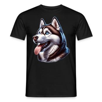 Schlittenhund Husky - Männer T-Shirt - Schwarz - Vorne - AI Model Male 178 light (178cm)