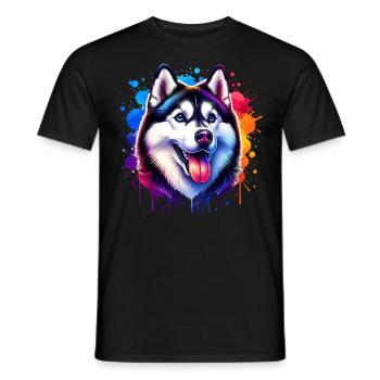 Sled Dog Motif Husky - Men's T-Shirt - black - Front - AI Model Male 178 light (178cm)