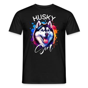 Husky Mädchen Schlittenhund - Männer T-Shirt - Schwarz - Vorne - AI Model Male 178 light (178cm)