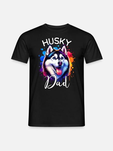 Schlittenhund Papa Husky - Männer T-Shirt - Schwarz