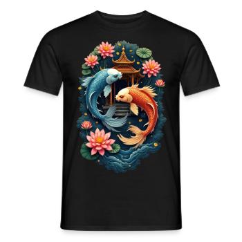 Poissons Koi - T-shirt homme - noir - Devant - AI Model Male 178 light (178cm)