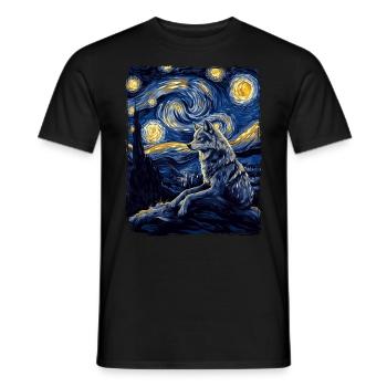 Wolf Kojote Wildes Tier Sternenhimmel Malerei - Männer T-Shirt - Schwarz - Vorne - AI Model Male 178 light (178cm)