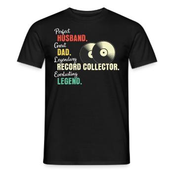 Papa collectionneur de disques - T-shirt homme - noir - Devant - AI Model Male 178 light (178cm)