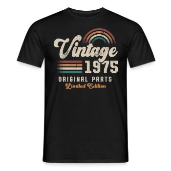 Vintage 1975 Birthday Retro - Men's T-Shirt - black - Front - AI Model Male 178 light (178cm)
