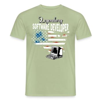 Développeur de logiciels US - T-shirt homme - vert sauge - Devant - AI Model Male 178 light (178cm)